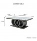 Paradise Coffee Table White Faux Marble Top Aesthetic Metal Made Design on Base Silver Colour